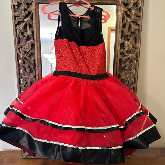 Weissman recital dance costume medium Red and Black Sequins Bow - Picture 2 of 3